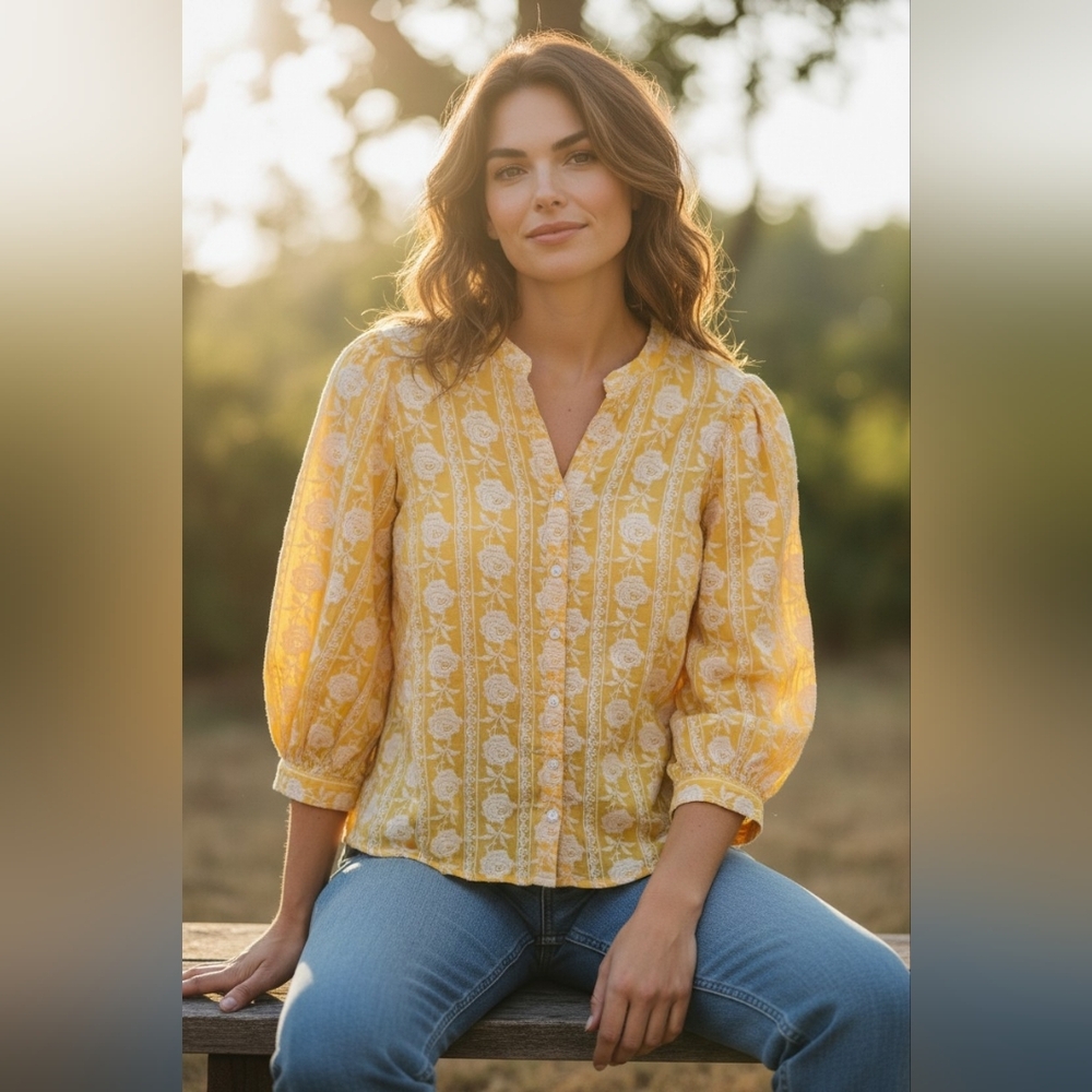 Anthropologie Pilcro Embroidered Roses Blouse Size Small - Picture 9 of 9